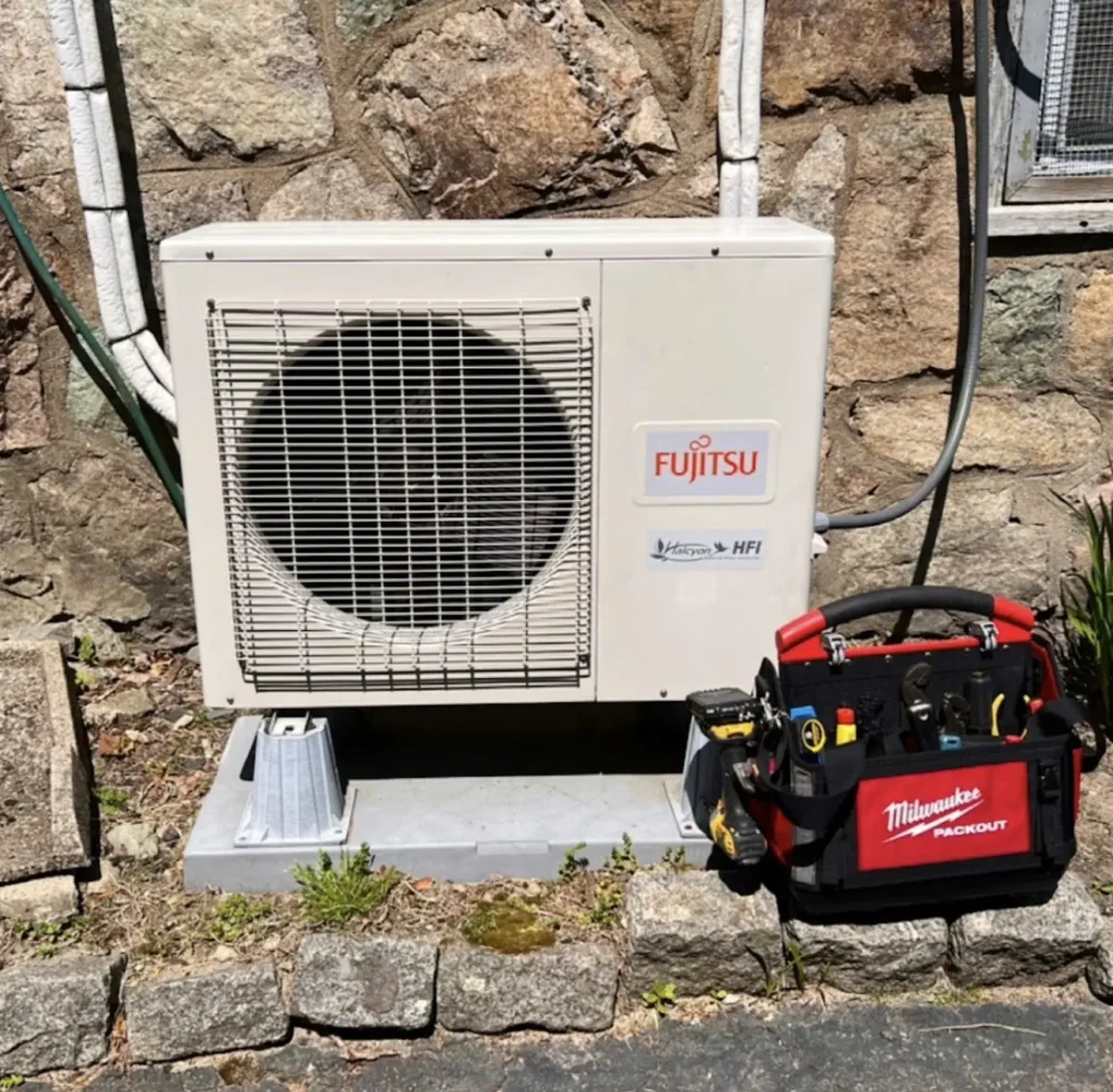 Fujitsu mini-split outdoor condenser with professional service tools