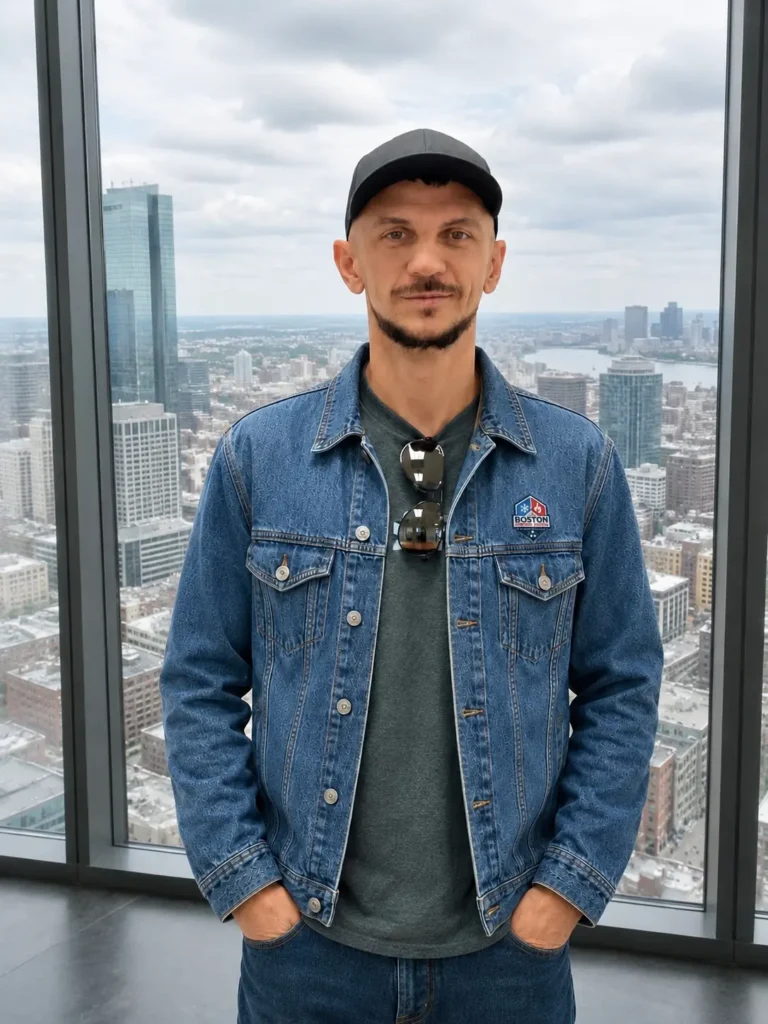 Vladimir R., owner of Boston Comfort Systems, with the Boston skyline behind him
